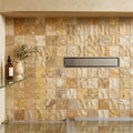Scabos Travertine 2x2 CNC-Arched & Honed (Round-face / Wavy) Travertine Mosaic — Bathroom shower floor