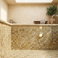 Scabos Travertine 2x2 CNC-Arched & Honed (Round-face / Wavy) Travertine Mosaic — Swimming Pool pool interior tiling
