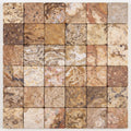 Scabos Travertine 2x2 CNC-Arched & Tumbled (Round-face / Wavy) Travertine Mosaic close-up
