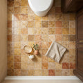 Scabos Travertine 2x2 Polished Travertine Mosaic — Bathroom floor