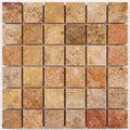 Scabos Travertine 2x2 Polished Travertine Mosaic close-up