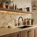 Scabos Travertine 2x2 Tumbled Travertine Hexagon Mosaic — Kitchen backsplash