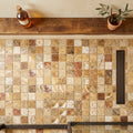 Scabos Travertine 2x2 Tumbled Travertine Mosaic — Bathroom shower floor