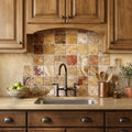 Scabos Travertine 2x2 Tumbled Travertine Mosaic — Kitchen backsplash