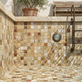 Scabos Travertine 2x2 Tumbled Travertine Mosaic — Swimming Pool pool interior tiling