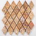 Scabos Travertine 2x4 Tumbled Travertine Diamond / Rhomboid Mosaic close-up
