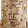 Scabos Travertine 3x6 Honed Travertine Tile — Bathroom shower wall