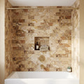 Scabos Travertine 3x6 Honed Travertine Tile — Bathroom tub surround