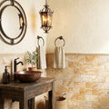 Scabos Travertine 3x6 Tumbled Travertine Tile — Powder Room wainscot