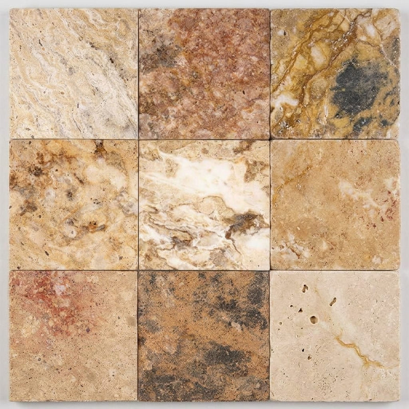 Scabos Travertine 4x4 CNC-Arched (Round-face / Wavy) Travertine Tile close-up