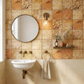 Scabos Travertine 4x4 Tumbled Travertine Tile — Powder Room wall