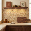 Scabos Travertine 5/8x5/8 Polished Travertine Mosaic — Kitchen backsplash