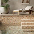 Scabos Travertine 5/8x5/8 Polished Travertine Mosaic — Swimming Pool pool interior tiling