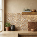Scabos Travertine 5/8x5/8 Tumbled Travertine Mosaic — Kitchen backsplash