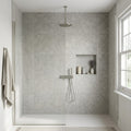 Seagrass 24x24 Flamed/Brushed Limestone Tile — Bathroom shower wall