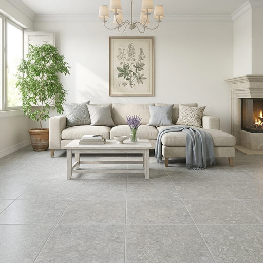 Seagrass 24x24 Flamed/Brushed Limestone Tile — Living Room floor