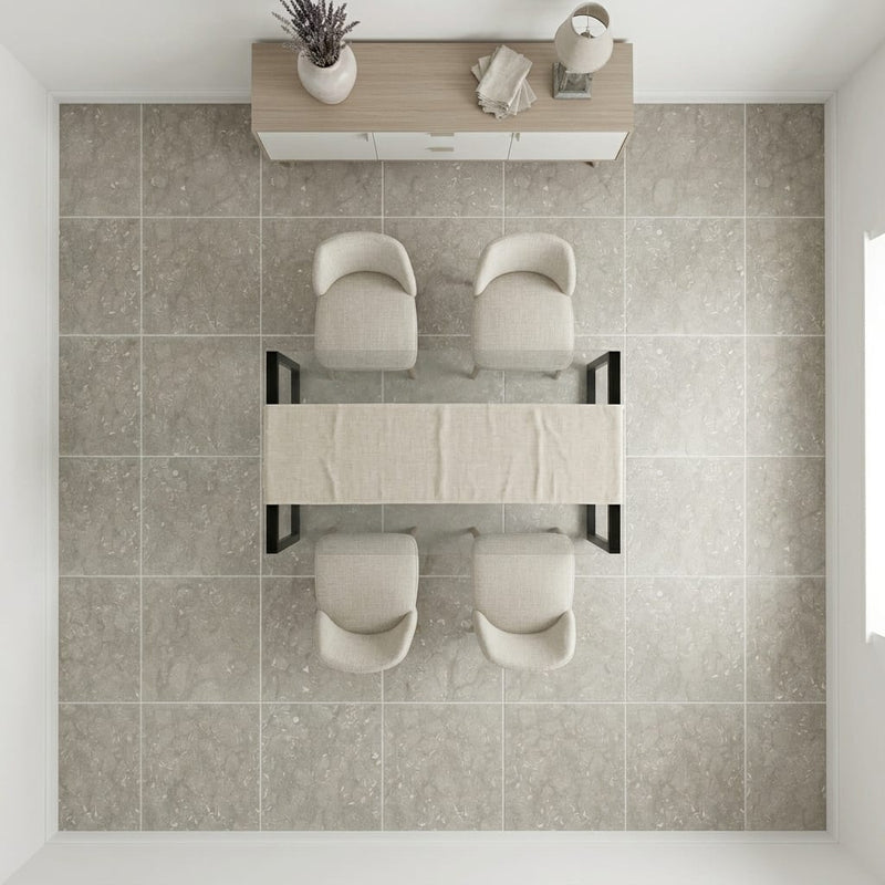 Seagrass 24x24 Honed Limestone Tile — Dining Room floor
