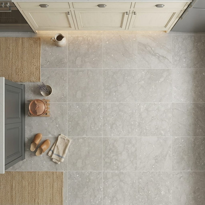 Seagrass 24x24 Honed Limestone Tile — Kitchen floor