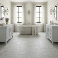 Seagrass Limestone Tile 12x24 Flamed — Bathroom floor