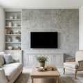 Seagrass Limestone Tile 12x24 Flamed — Living Room feature wall