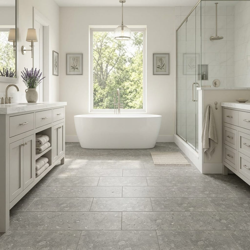 Seagrass Limestone Tile 12x24 Honed — Primary Bath floor