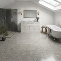 Seagrass Polished 12x12 Limestone Tile — Bathroom floor