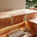 Sedona Fantastico 12x24 Unfilled & Honed Straight Travertine Single Bullnose Pool Coping — Spa spa overhang edge