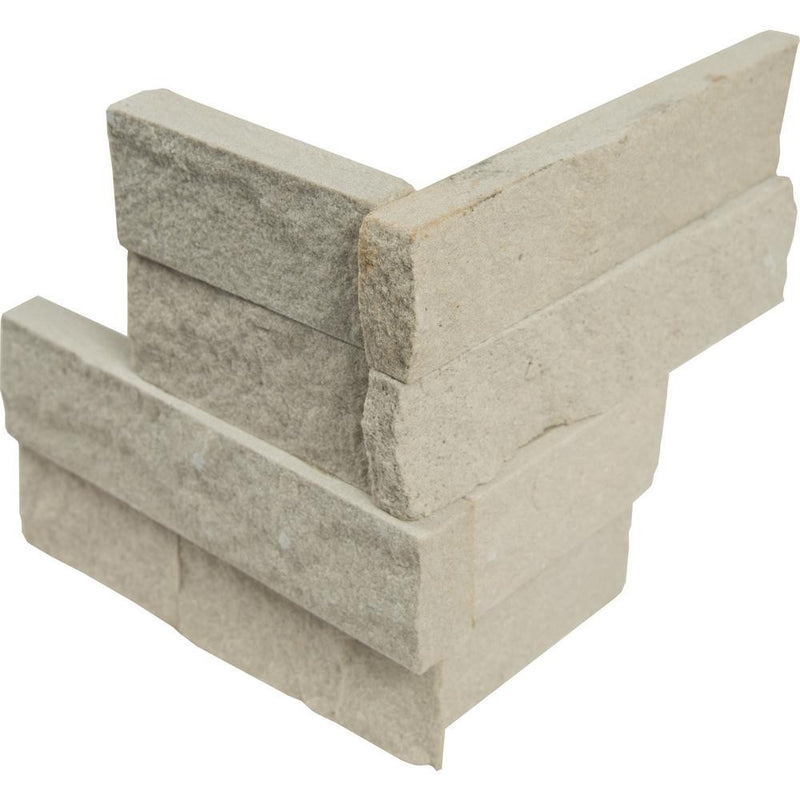Beige Quartz Quartz Split Face 6 x 18 x 6 (2 Pc) Dog Ear Corner Stone Veneer