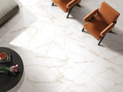 Select White Calacatta Gold 12x24 Polished Marble Look Porcelain Tile