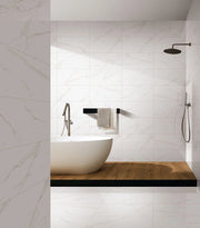 Select White Carrara Gray 12x24 Polished Marble Look Porcelain Tile