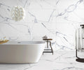 Select White Carrara Gray 12x24 Polished Marble Look Porcelain Tile