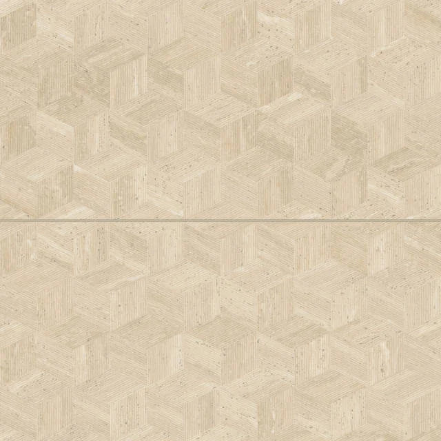 Sensi Roma Cream 48x24 Cube Deco Satin Ceramic Tile