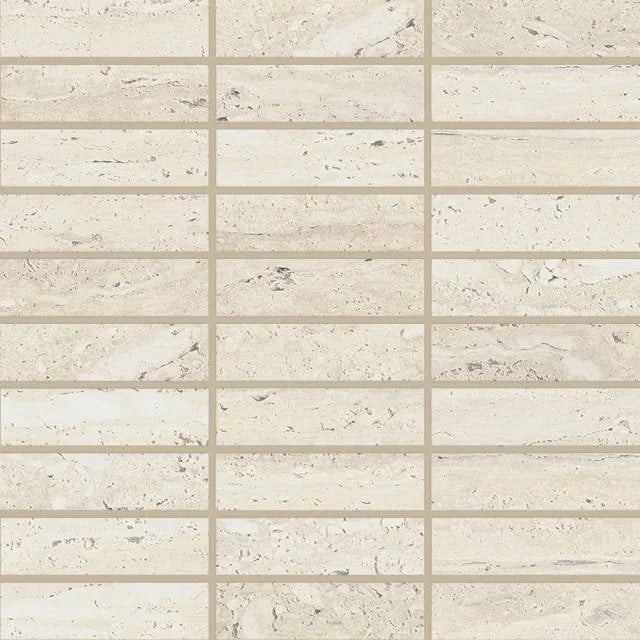 Sensi Roma Ivory 12x12 1x4 Straight Set Satin Porcelain Mosaic