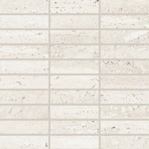Sensi Roma White 1x4 Straight Set Satin 12x12 Glass Mosaic