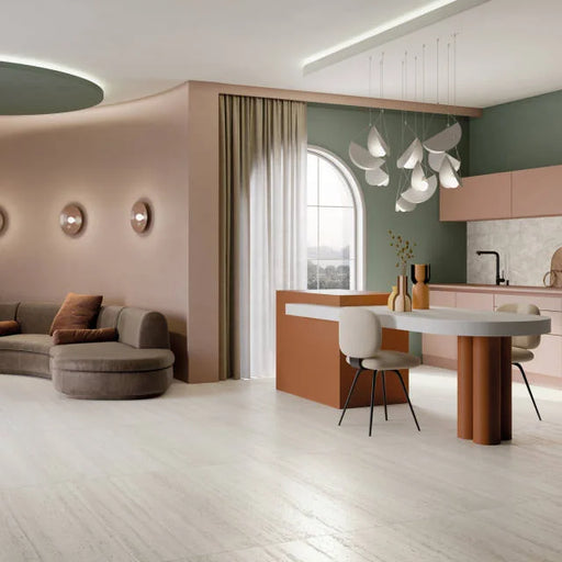 Sensi Roma White 24x48 Wave Deco Satin Ceramic Tile