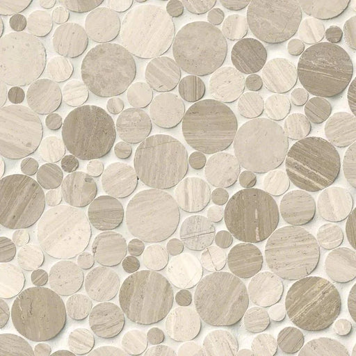 Serenity Stone Pebbles Mesh Backed Pattern Polished 0.38 Inch Marble Mosaic Tile