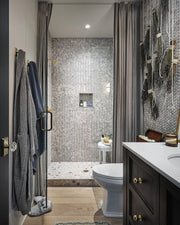 Serenity Stone Pebbles Mesh Backed Pattern Polished 0.38 Inch Marble Mosaic Tile