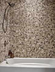 Serenity Stone Pebbles Mesh Backed Pattern Polished 0.38 Inch Marble Mosaic Tile