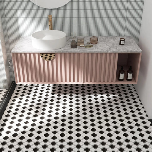 Shapes Cross Matte 2x2 White and Black Porcelain Mosaic