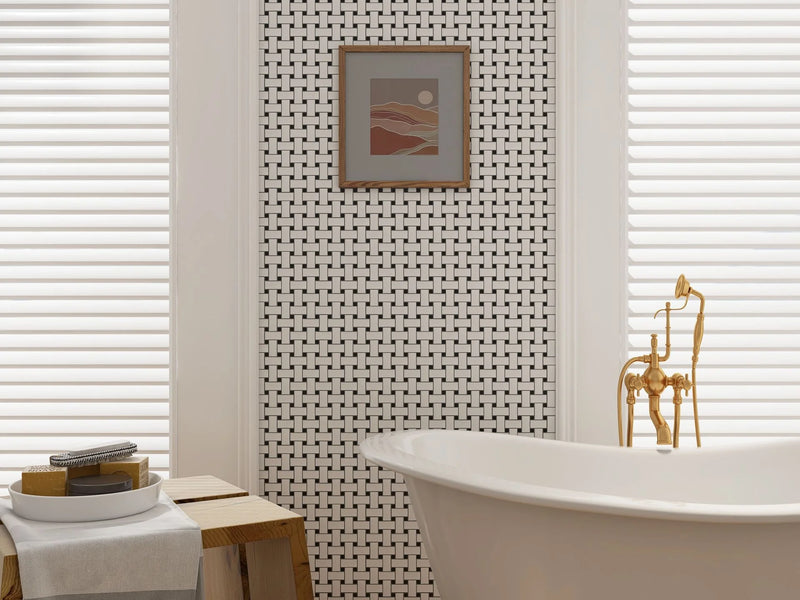 Shapes Cross Matte 2x2 White and Black Porcelain Mosaic