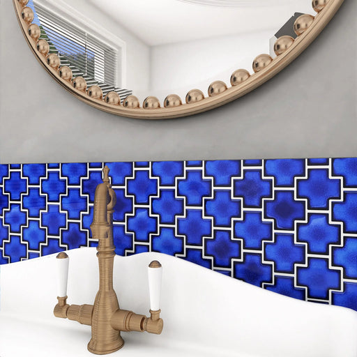 Shapes Cross Mosaic Cobalt Blue 2x2 Matte Porcelain Mosaic