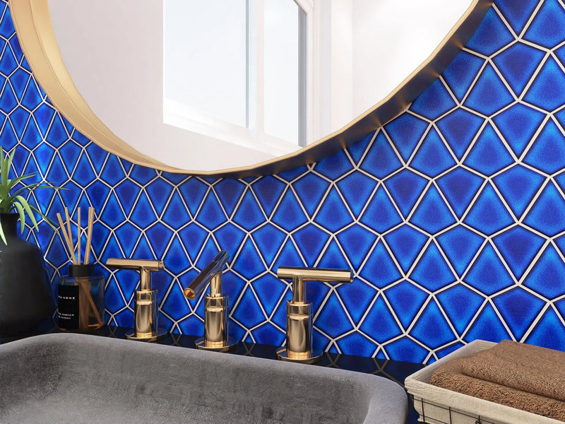 Shapes Dragonscale Aged Cobalt Blue 10.6x11.93 Matte Porcelain Mosaic