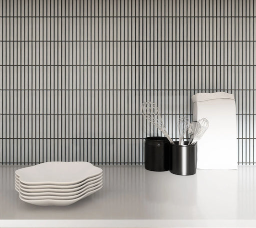 Shapes Mini Sticks Aged White 0.5x4 Matte Porcelain Mosaic