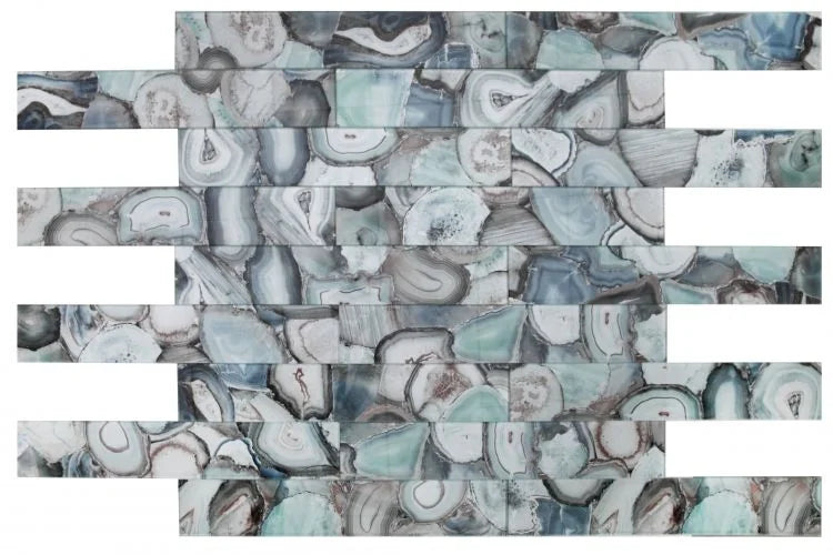 Shell Aura Green 4x24 Glass Mosaic