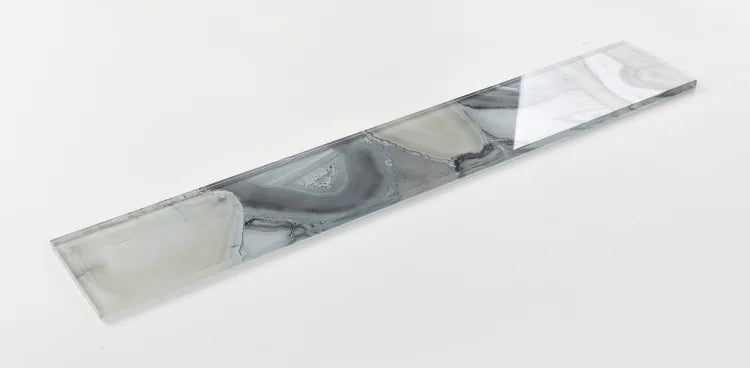 Shell Aura Grey 4x24 Glass Mosaic