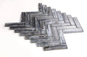 Shell Silver Herringbone Glass Mosaic Tile