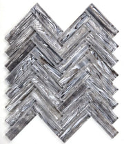 Shell Silver Herringbone Glass Mosaic Tile
