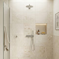 Shell Stone Limestone Tile 24x24 Brushed — Bathroom shower wall