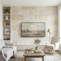 Shell Stone Limestone Veneer 12x24 Splitface tile — Living Room feature wall