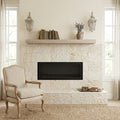 Shell Stone Limestone Veneer 12x24 Splitface tile — Living Room fireplace surround